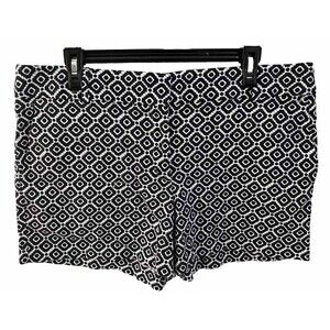 Loft Short Shorts Size 12 Navy Blue Argyle Diamond Zip